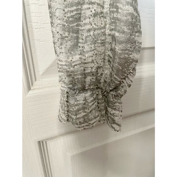 Zara Printed Lace Top with Frills Silver Gray White Small New - Picture 6 of 11